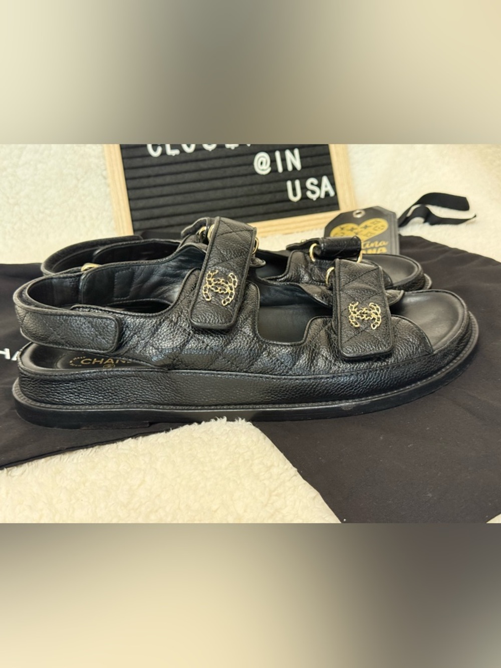 CHANEL quilted Dad sandals with gold hardware - Picture 10 of 16